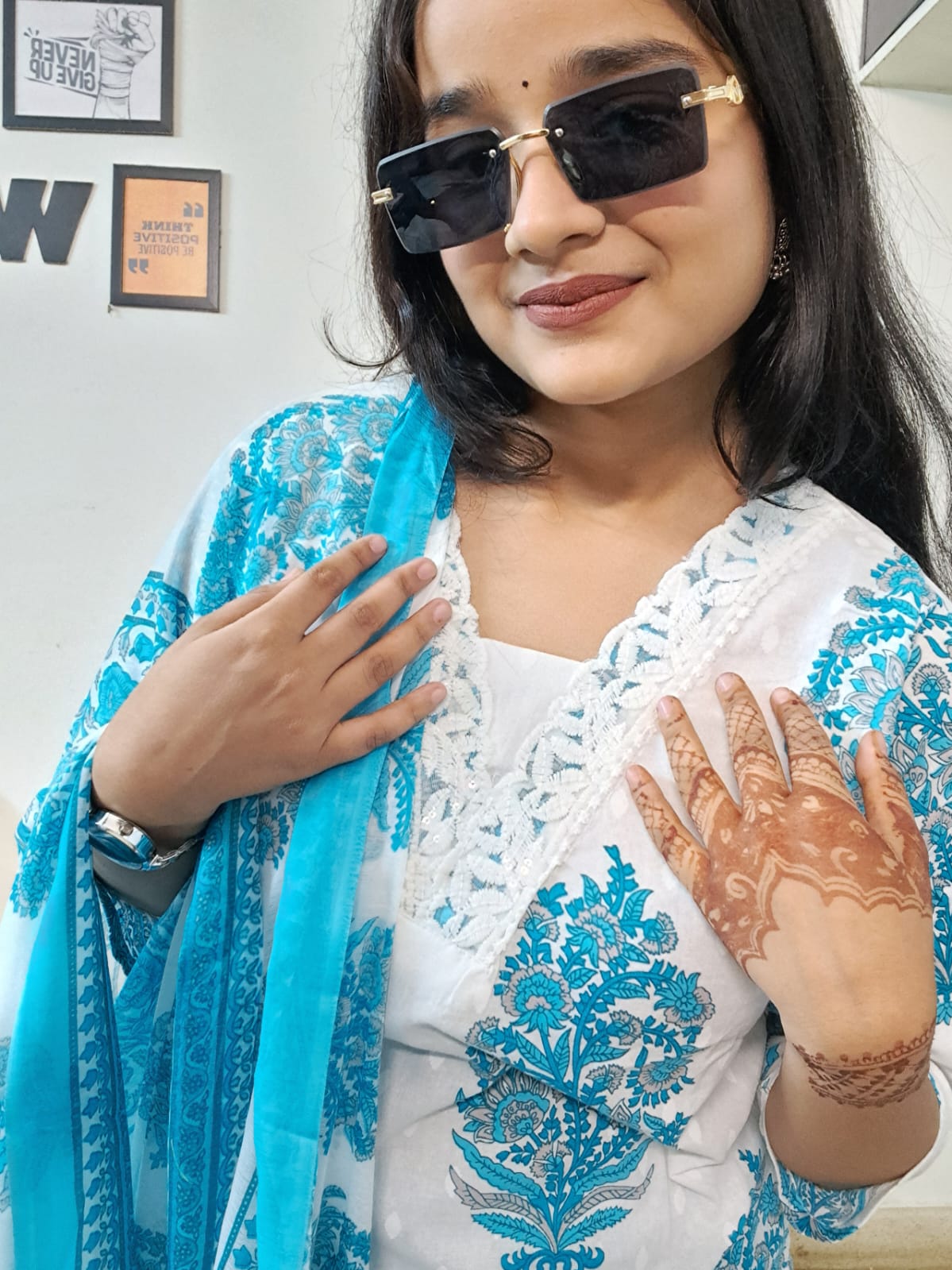 Barnora Sanskari – Sky Blue & White Printed Cotton Kurta Set with Dupatta | Festive & Daily Wear Kurta Set for Women