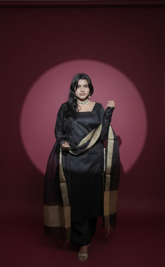 Barnora Mohini Collection – Elegant Black Chanderi| Luxury Indian Ethnic Wear | Premium Kurta set