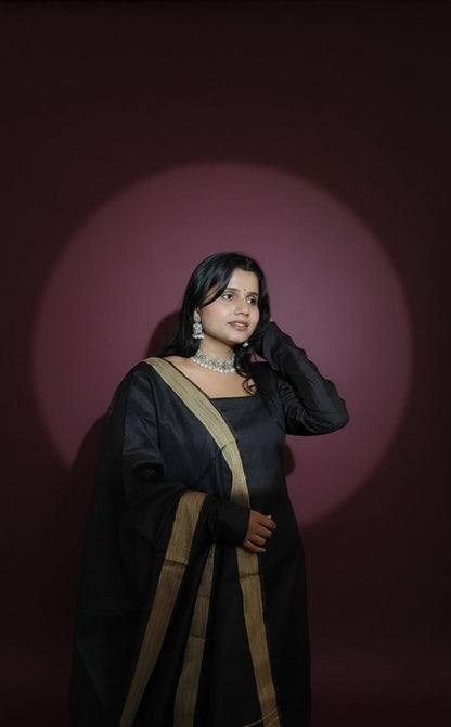 Barnora Mohini Collection – Elegant Black Chanderi| Luxury Indian Ethnic Wear | Premium Kurta set